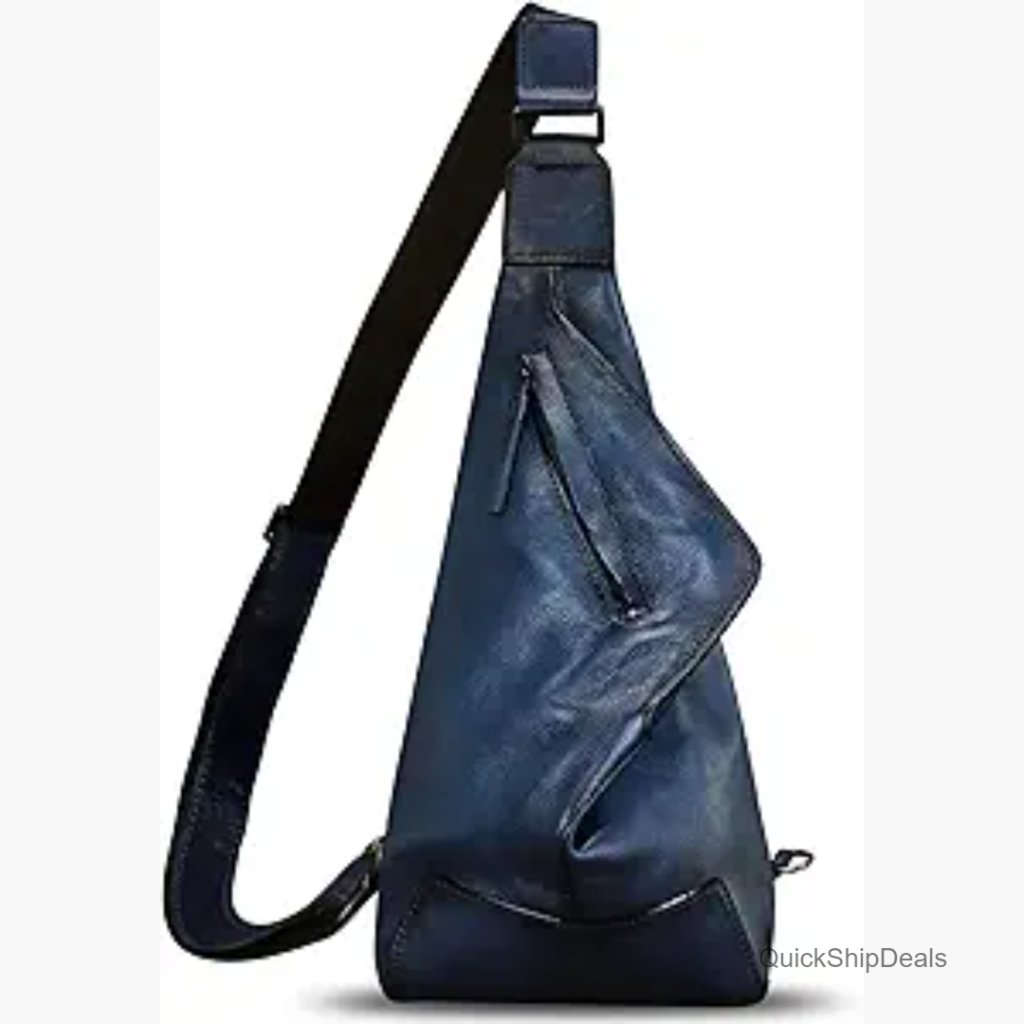 Genuine Leather Sling Backpack Crossbody Daypack Adjustable Strap